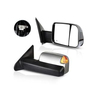 Black Towing Mirrors For 09-10 Dodge Ram 1500-5500, 11-16 Ram 1500