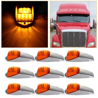 thumbnail image 2 of 9-Piece Amber LED Cab Marker Lights For Kenworth Trucks – 17 Diodes Per Light, 12V, Vap-Autoparts 2 of 4
