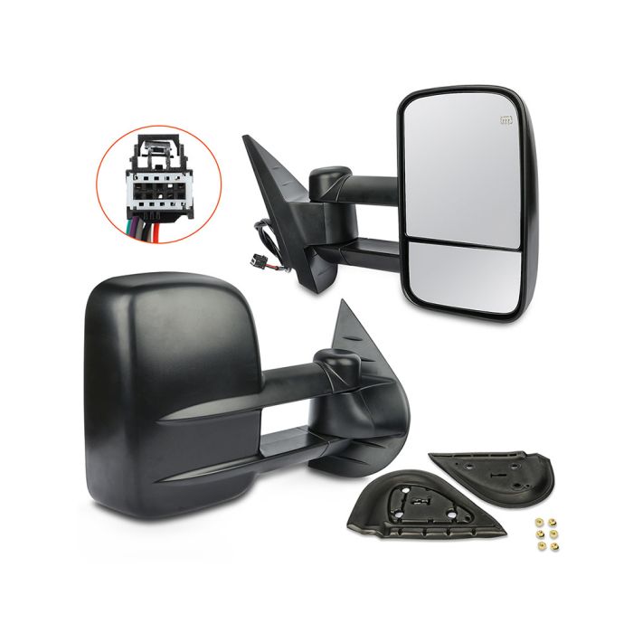 07-13 Chevrolet Avalanche 07-14 Chevrolet Silverado 3500 Hd Tow Mirrors with Power Control Heat No Turn Signal Light 1 Pair
