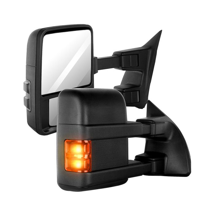 Chrome Towing Mirror Pair For Ford F250 F350 F450 Super Duty (2008-2016) – Power Heated With Turn Signal LED