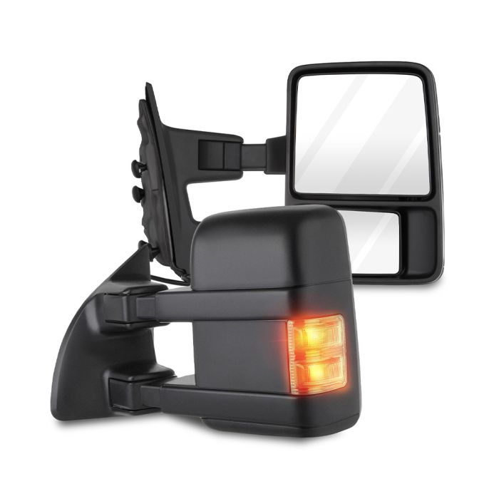 Towing Mirrors With Manual Adjusted For 99-16 Ford F250-550 Super Duty Smoke Signals Lamps No Heat 1 Pair