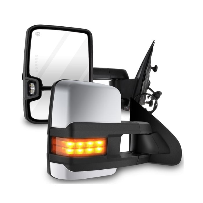 ECCPP Tow Mirrors Towing Mirrors fit for 2014-2018 Chevy GMC 1500 2015-2019 Chevy GMC 2500 HD 3500 HD with Left Right Side Power Adjusted Heated Turn Signal Light with Black Housing 