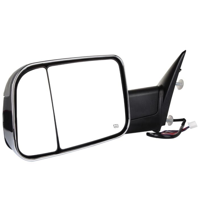 Power Adjusted Towing Mirrors For 09-10 Dodge Ram 1500 Dodge Ram 2500 Heated Turn Signal Puddle Light Chrome Housing