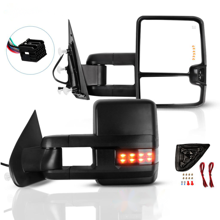 Towing Mirrors Pair For 14-18 Chevrolet Silverado 1500 GMC Sierra 1500 With Puddle Lights Power Heated