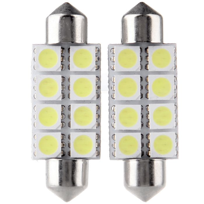 White Festoon 42mm 8-SMD LED Bulbs Lights Interior Lamp 12V(E090038788CP) For Chevrolet-6x