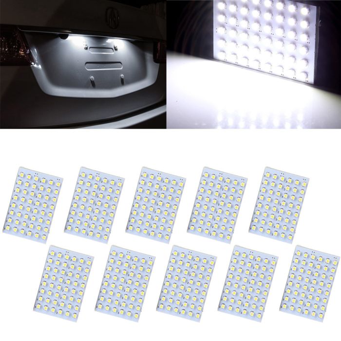 Xenon White T10 LED Panel Light Dome Map Light Bulb 48-SMD With T10/BA9S Adapter Fit for 1999-2005 Chevrolet Silverado 1500