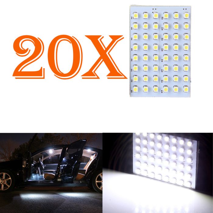 Xenon White T10 LED Panel Light Dome Map Light Bulb 48-SMD With T10/BA9S Adapter Fit for 2009 GMC Sierra 1500