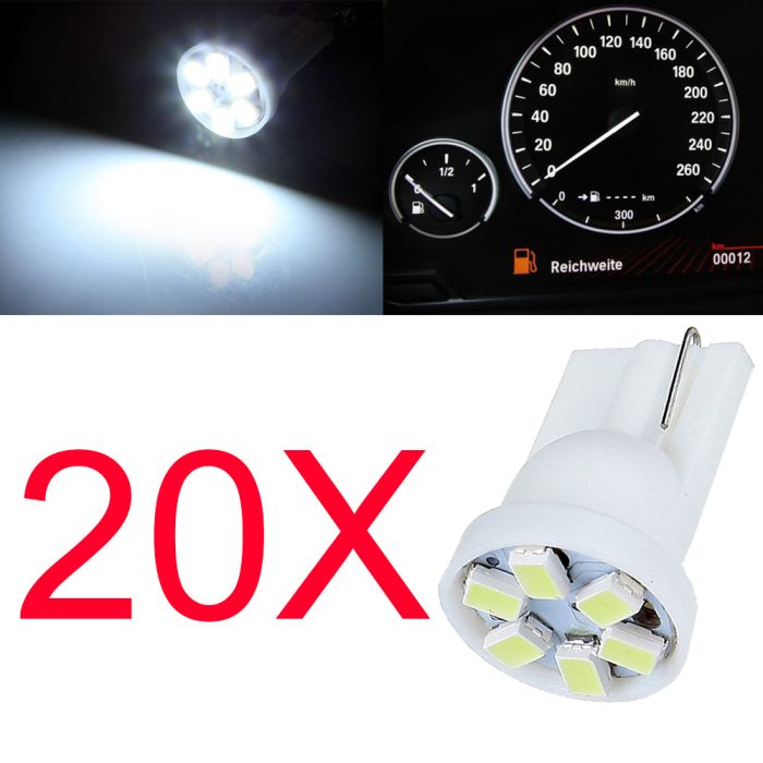 20x HID White 6-3020-SMD 168 194 2825 LED Bulbs For License Plate Lights bulbs