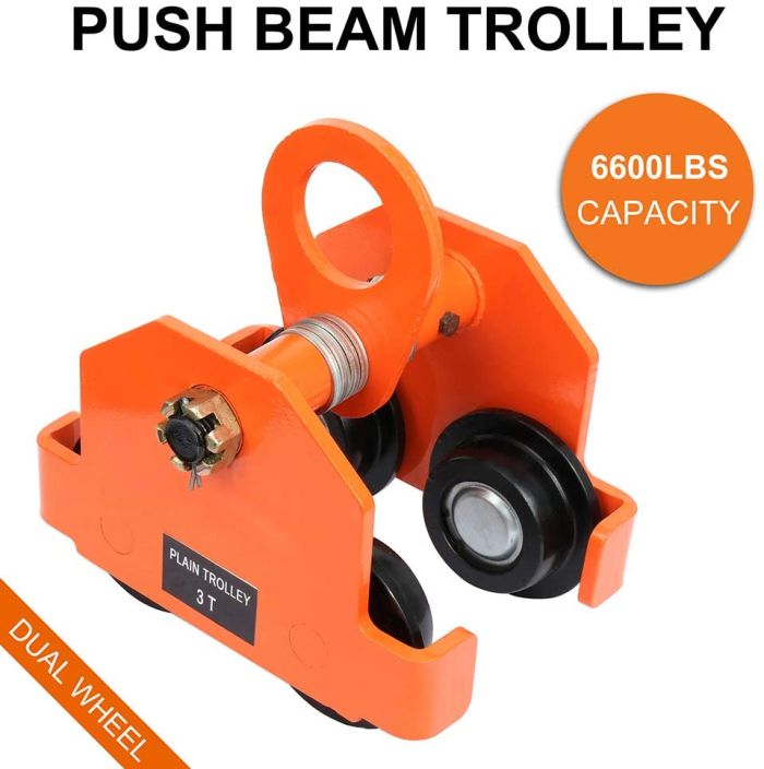 6000LBS 3 Ton Capacity Push Beam Trolley Hoist 