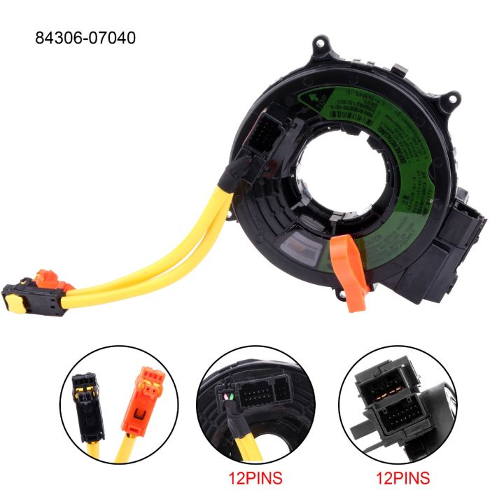 2003-2004 Toyota Avalon, 2005-2006 Toyota Tundra Clock Spring 2Wires 2Plugs 84306-07040