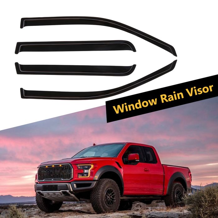 Window Visor Vent Rain Shades Guards Deflectors For 04-08 Ford F150 Crew Cab