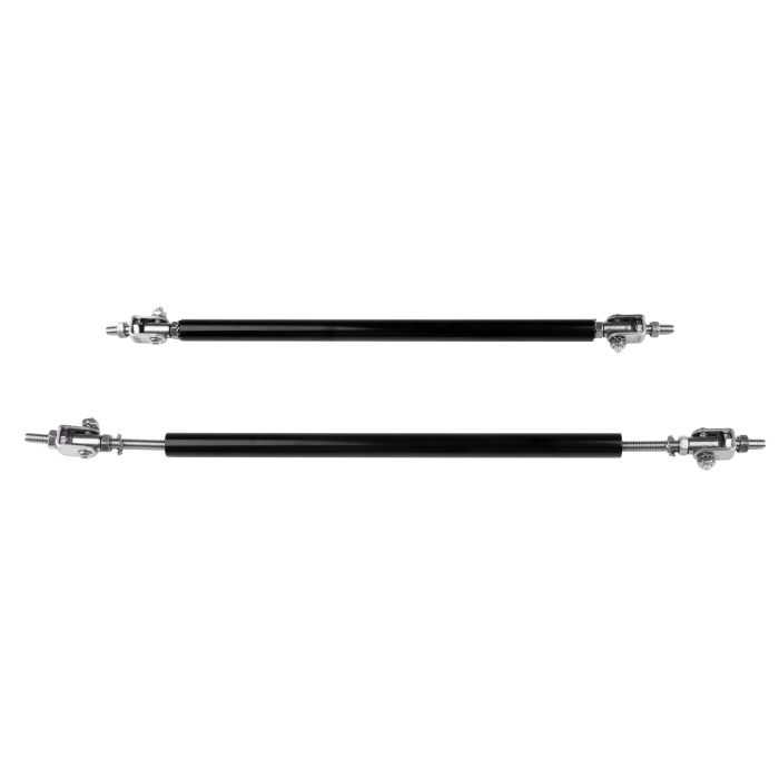 Black Adjustable Front Bumper Lip Splitter Strut Rod Tie Support Bars For Univer