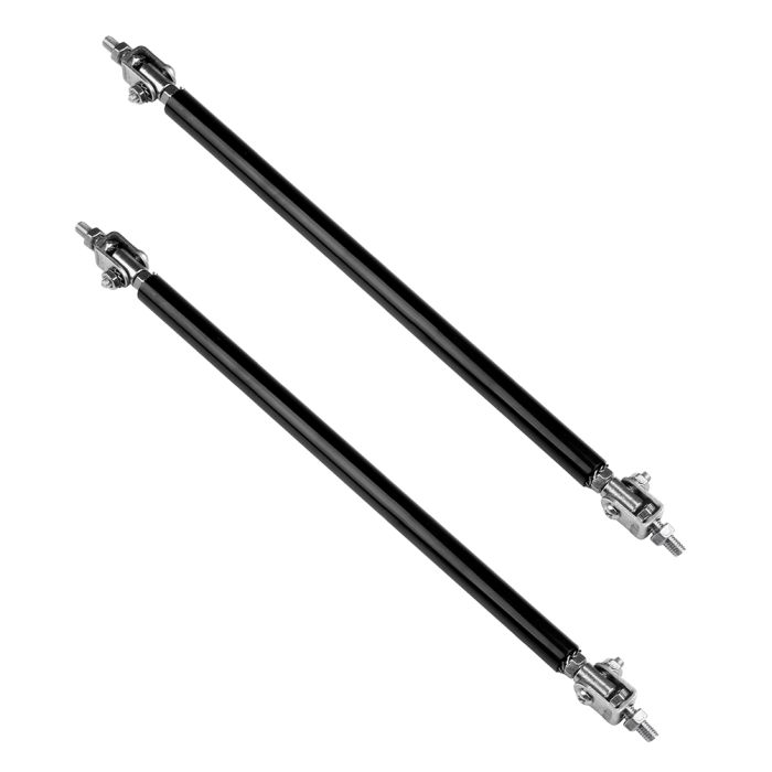 Black Adjustable Front Bumper Lip Splitter Strut Rod Tie Support Bars (E10493601CP)For Univer - 2 Piece