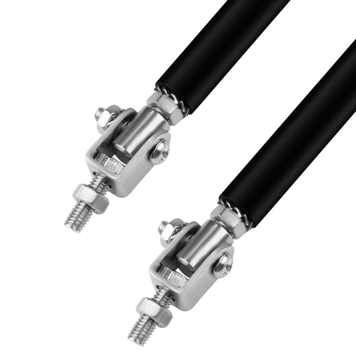 Black Adjustable Front Bumper Lip Splitter Strut Rod Tie Support Bars For Univer