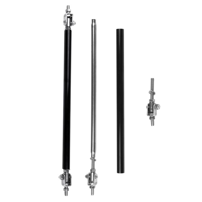 Black Adjustable Front Bumper Lip Splitter Strut Rod Tie Support Bars (E10493601CP)For Univer - 2 Piece