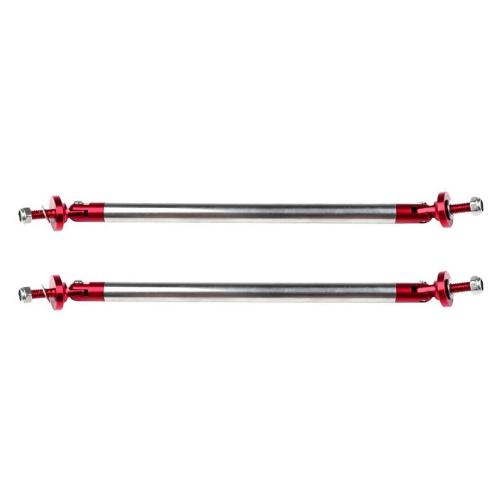Red Adjustable Front Car Bumper Lip Splitter Strut Rod Tie Support Bar （E10493901CP） For Universal - 2 Piece