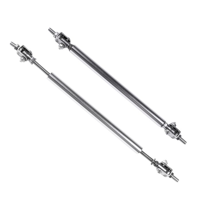 Pair Silver Bumper Adjustable Car Lip Splitter Strut Rod Tie Bars(E10494101CP） For Universal - 2 Piece