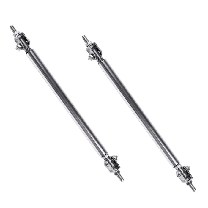 Pair Silver Bumper Adjustable Car Lip Splitter Strut Rod Tie Bars(E10494101CP） For Universal - 2 Piece