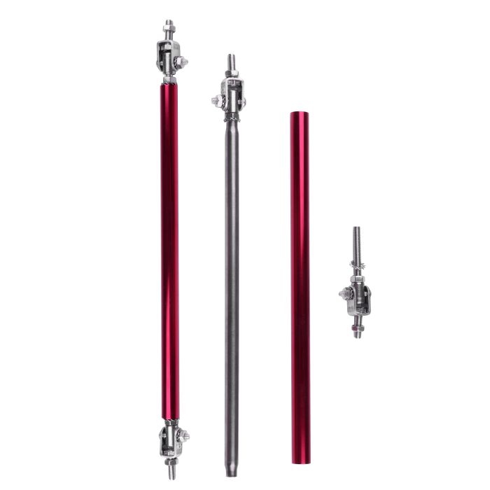 Red Adjustable Front Bumper Lip Splitter Strut Rod Tie Support Bar For Universal