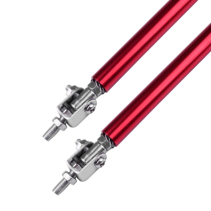 Red Adjustable Front Bumper Lip Splitter Strut Rod Tie Support Bar For Universal