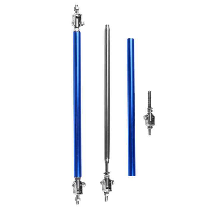 Blue Front Chrome Lip Splitter Rod Strut Tie Bar Support Adjustable (E10494401CP) For Universal - 2 Piece