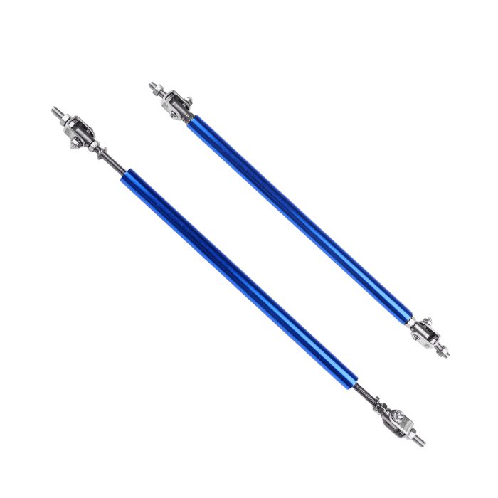 Blue Front Chrome Lip Splitter Rod Strut Tie Bar Support Adjustable (E10494401CP) For Universal - 2 Piece