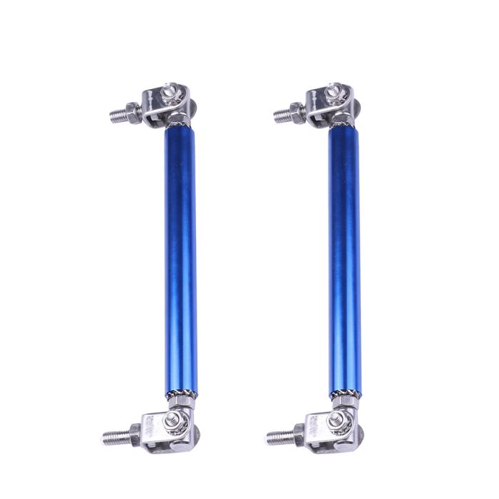 Blue Front Chrome Lip Splitter Rod Strut Tie Bar Support Adjustable (E10494401CP) For Universal - 2 Piece