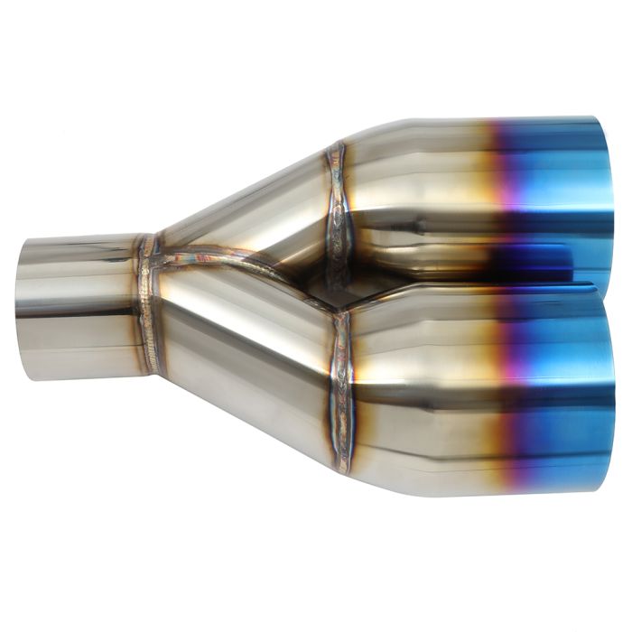 Universal 3" Remis Style Dual Rainbow Burnt Tip Exhaust Muffler – 2.5" Inlet, T304 Stainless Steel