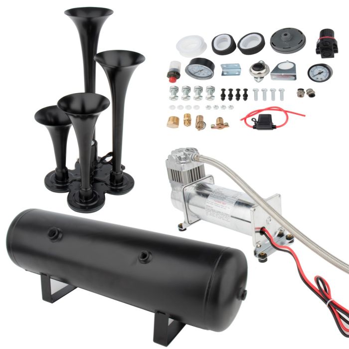 4 Trumpets Train Horn Kit For Truck Car Semi Loud System Air Compressor 200psi