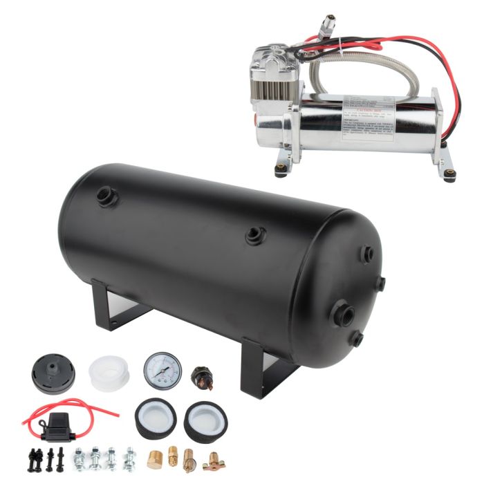 Super Loud 4 Trumpet Air Horn Kit – 12V Compressor With Tank & Gauge – 135 DB – Autodayplus