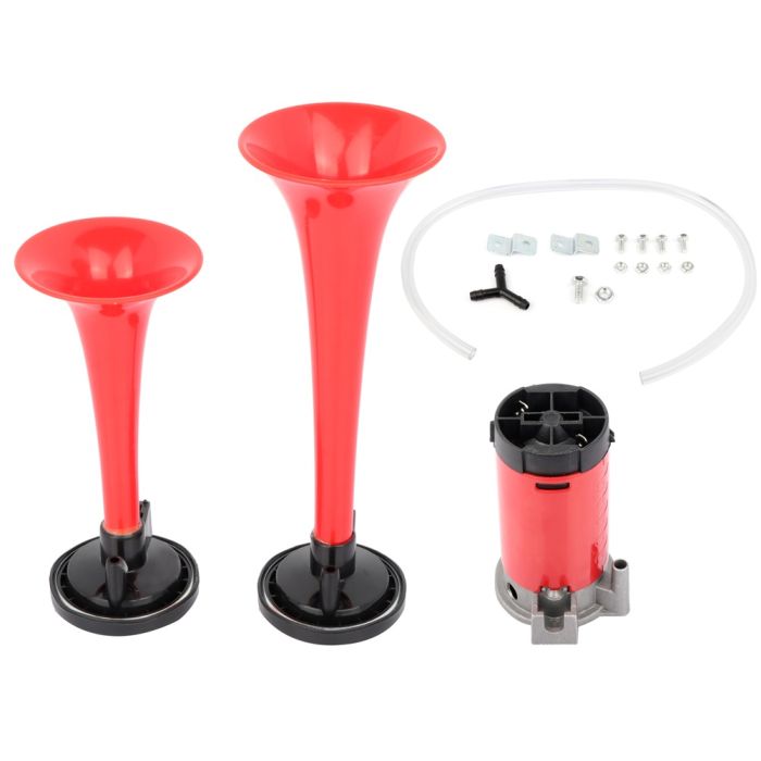 130db Loud Red Dual Trumpet Air Horn with Compressor Kit For Car Motorcycle Boat