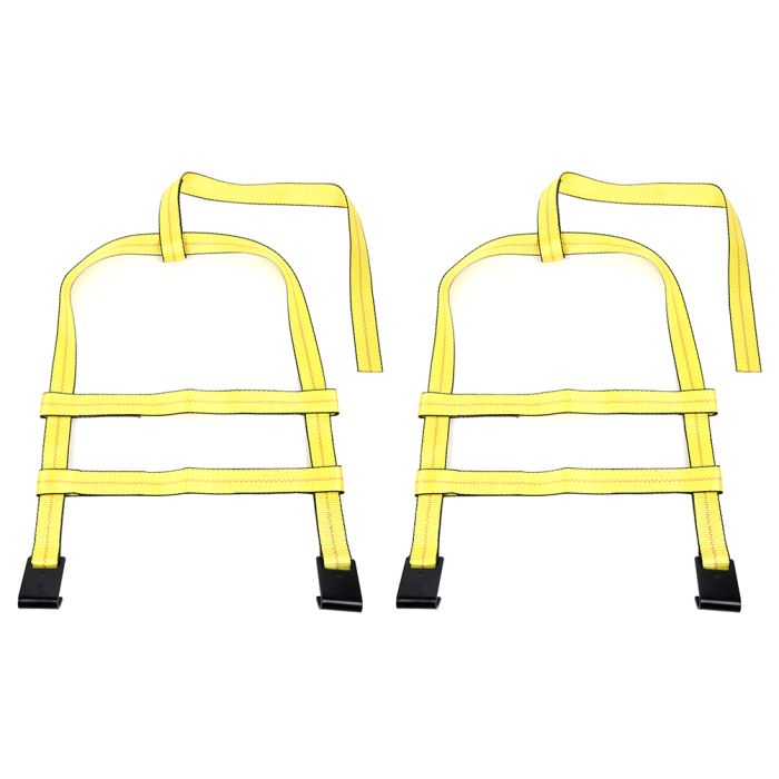 Pair Tow Dolly Car Tire Basket Straps Wheel w/ Flat Hook Yellow For 07-20 Jeep
