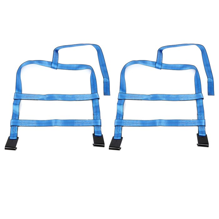 Pair Tow Dolly Car Tire Basket Straps Net Set w/ Flat Hook Blue For 07-20 Jeep