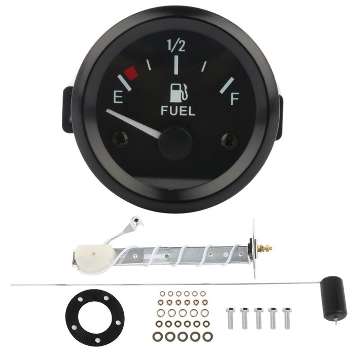 Bezel Gas Fuel Level Gauge Analogue White LED Car Marine Boat 52mm 12V