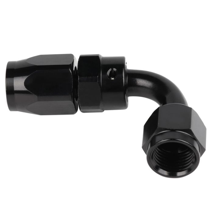 AN6 AN-6 90 Degree Swivel Oil/Fuel/Gas Hose Line End Fitting Adapter Black