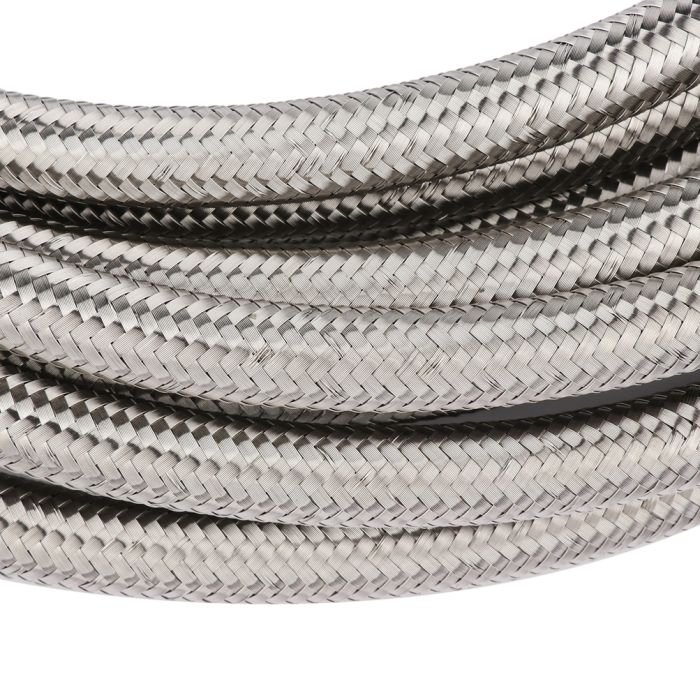 25 Feet AN6 Nylon Stainless Steel Braided Fuel Oil Gas Tank Line Silver