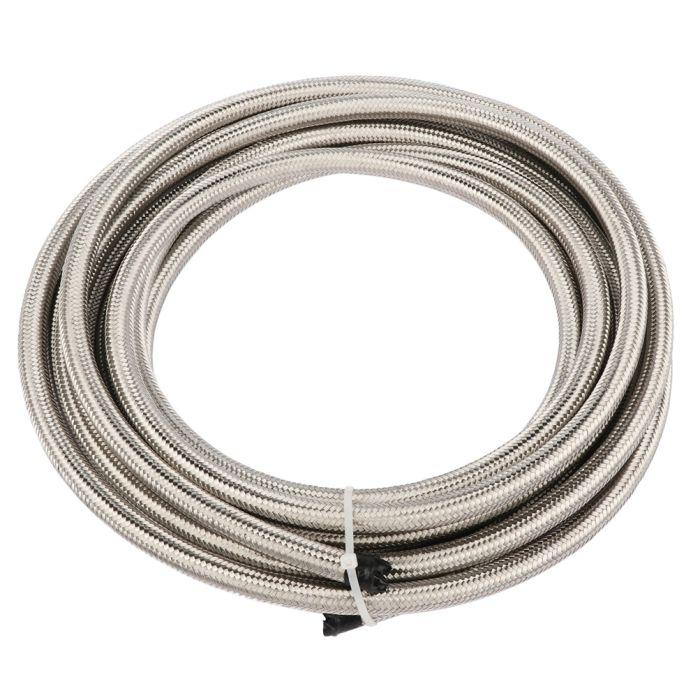 25 Feet AN6 Nylon Stainless Steel Braided Fuel Oil Gas Tank Line Silver 