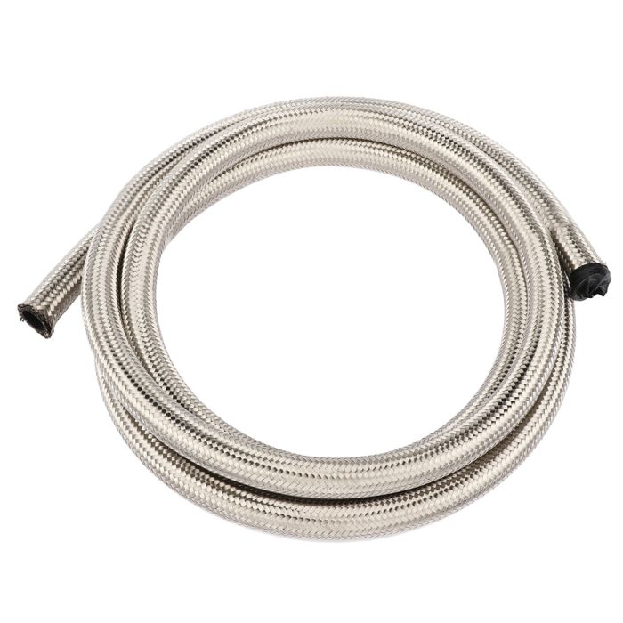 10 Feet AN12 Nylon Stainless Steel Braided Fuel Oil Gas Line Hose Silver