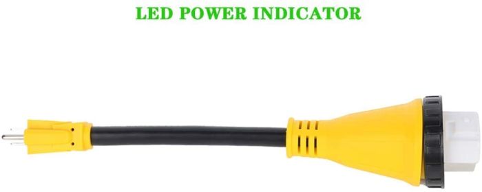 RV Power Cord Adapter 15 amp Male to 50 Amp Twist Lock Female Camper Detachable 
