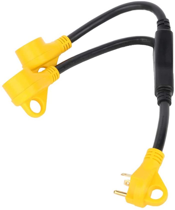 RV Power Cord Adapter Y Split 30 amp Male to (2) 30 amp Female Connectors 