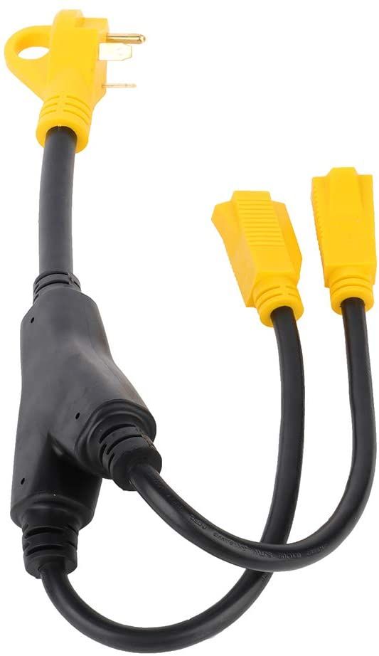 Adapter Y Split Power Cord 30 amp Male Plug to (2) 15 amp Female Connectors RV 
