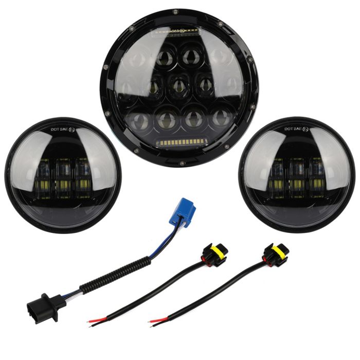 7 Inch Black LED Round Headlight Fits Motorcycle Lamp