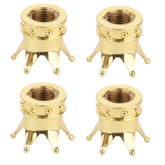 (4) Gold Chrome Crown Wheel Air Valve Cover Universal Fits Car/Truck/Bicycle