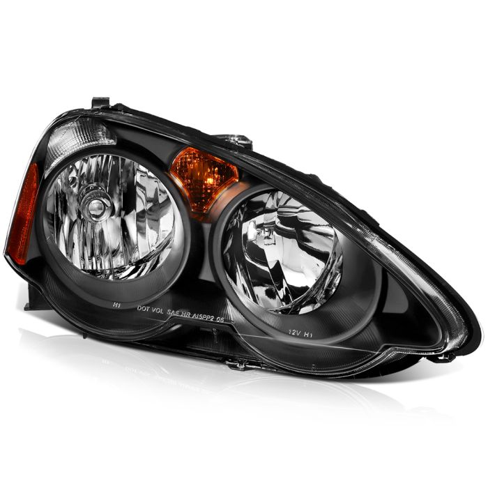 2002-2004 Acura RSX Headlights Assembly Driver and Passenger Side Black Housing 