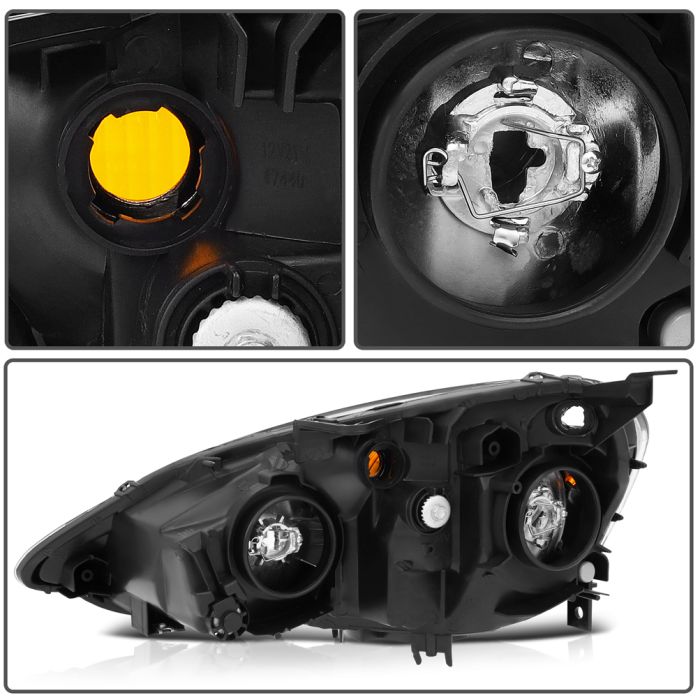 2002-2004 Acura RSX Headlights Assembly Driver and Passenger Side Black Housing