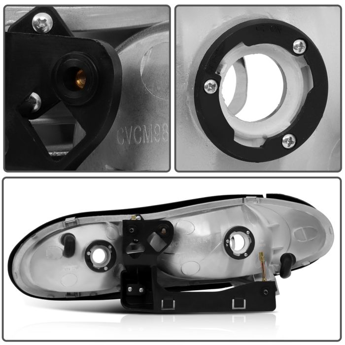 1998-2002 Chevy Camaro Headlights Assembly Driver and Passenger Side Black Housing