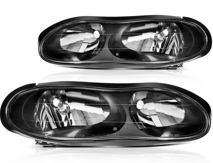 1998-2002 Chevy Camaro Headlights Assembly Driver and Passenger Side Black Housing 