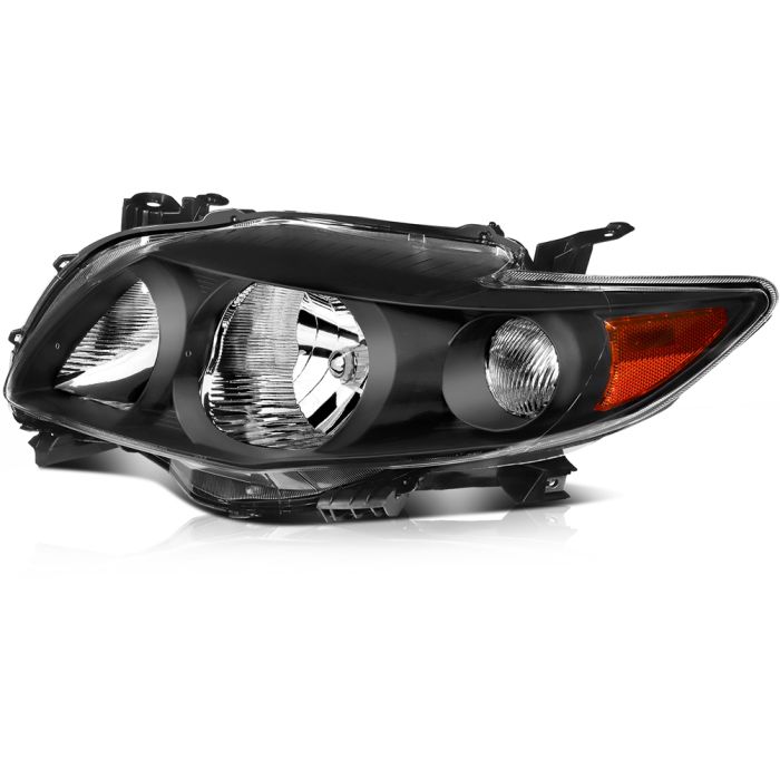 2009-2010 Toyota Corolla Headlights Assembly Driver and Passenger Side Black Housing 