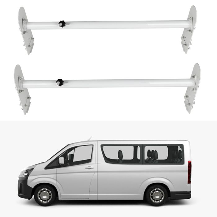 Van Ladder Roof Racks For Chevrolet Express 4500 2009-2016 700Lb Steel Top Carrier White Fast Ship 2 Pcs