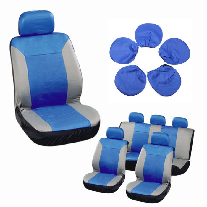 Car Seat Cover Blue/Gray-9PCS
